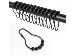 12 Accesorios Para Cortina De Ducha Con Sistema Deslizante Y Anillas De Acero Inoxidable Para Baño (negro)