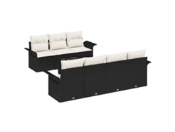Maison Exclusive - Conjunto De Sofás De Jardín 8 Pcs Negro Y Crema Ratán Sintético