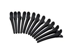 12 Pinzas De Plástico Para Mechones De Cabello Para Peinados De Salón - Negras