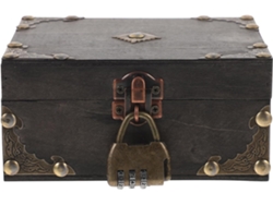 Cofre De Madera Antiguo Con Cerradura, Joyero Retro Gris, Tesoros Piratas, 1 Pieza, Almacenamiento