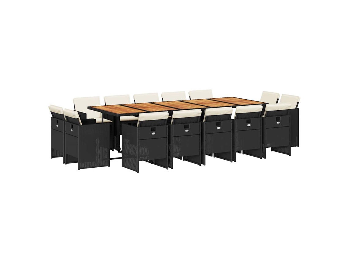 Maison Exclusive - Set Comedor De Jardín Con Cojines 15 Pzas Ratán Sintético Negro