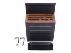 Estante Para Cubiertos De Pared De Aleación De Aluminio, Organizador De Cocina Multifuncional, Negro Mate.