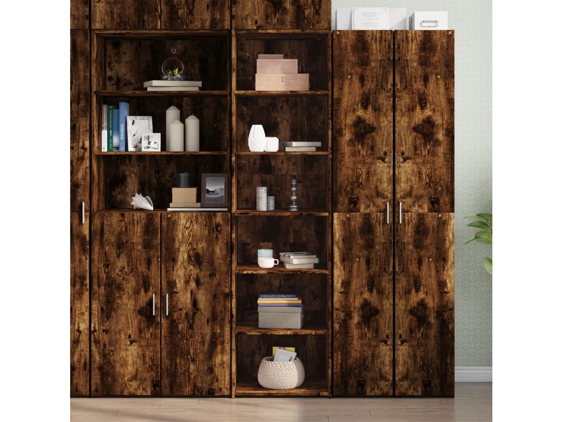 Aparador Alto Madera De Ingeniería Roble Ahumado 50x41x185 Cm