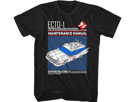 Camisetas Unisex DEEPSTONE Ecto-1 Maintenance Manual Real Ghostbusters Negro (XXL)