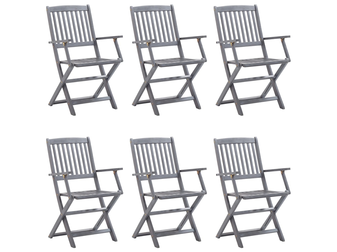 Maison Exclusive - Sillas plegables de exterior con cojines, 6 piezas, madera maciza de acacia.