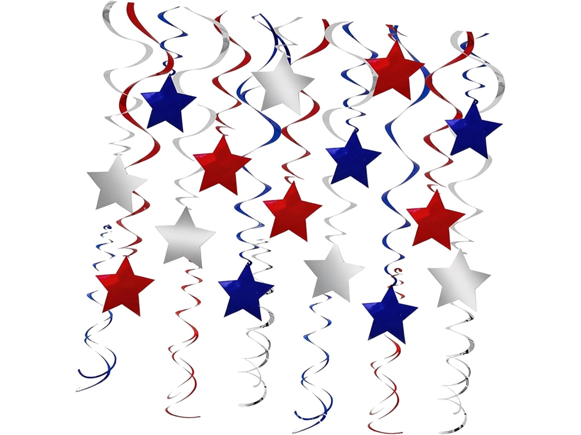 Adornos Colgantes En Forma De Estrella Espiral Para Fiestas Nacionales Y Temas Patrióticos.