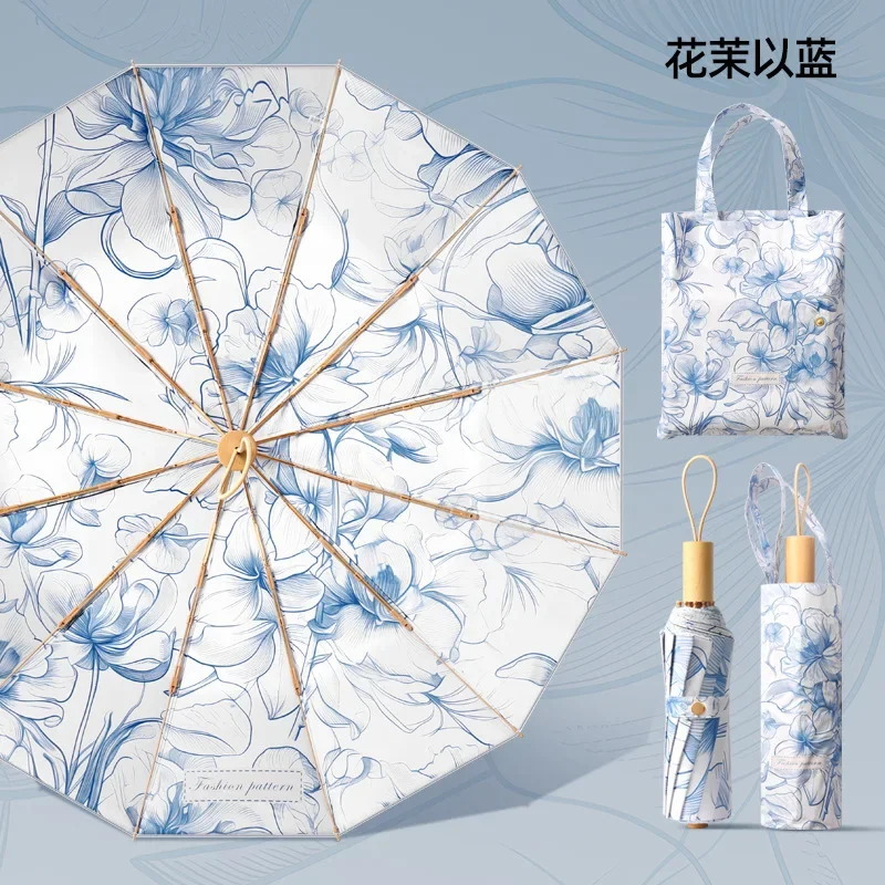 Sombrilla De Sol Retro De Doble Capa Con Doble Estampado Floral Para Mujer, Protección Solar Y Protección Uv.