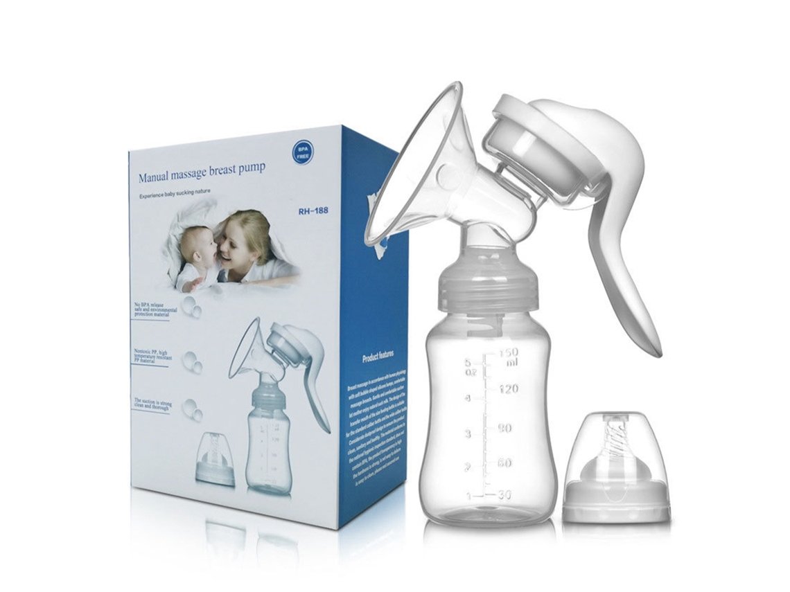 Extractor De Leche Manual, De Silicona, Libre De Bpa, Con Succión Ajustable Y Mango Ergonómico, Blanco.