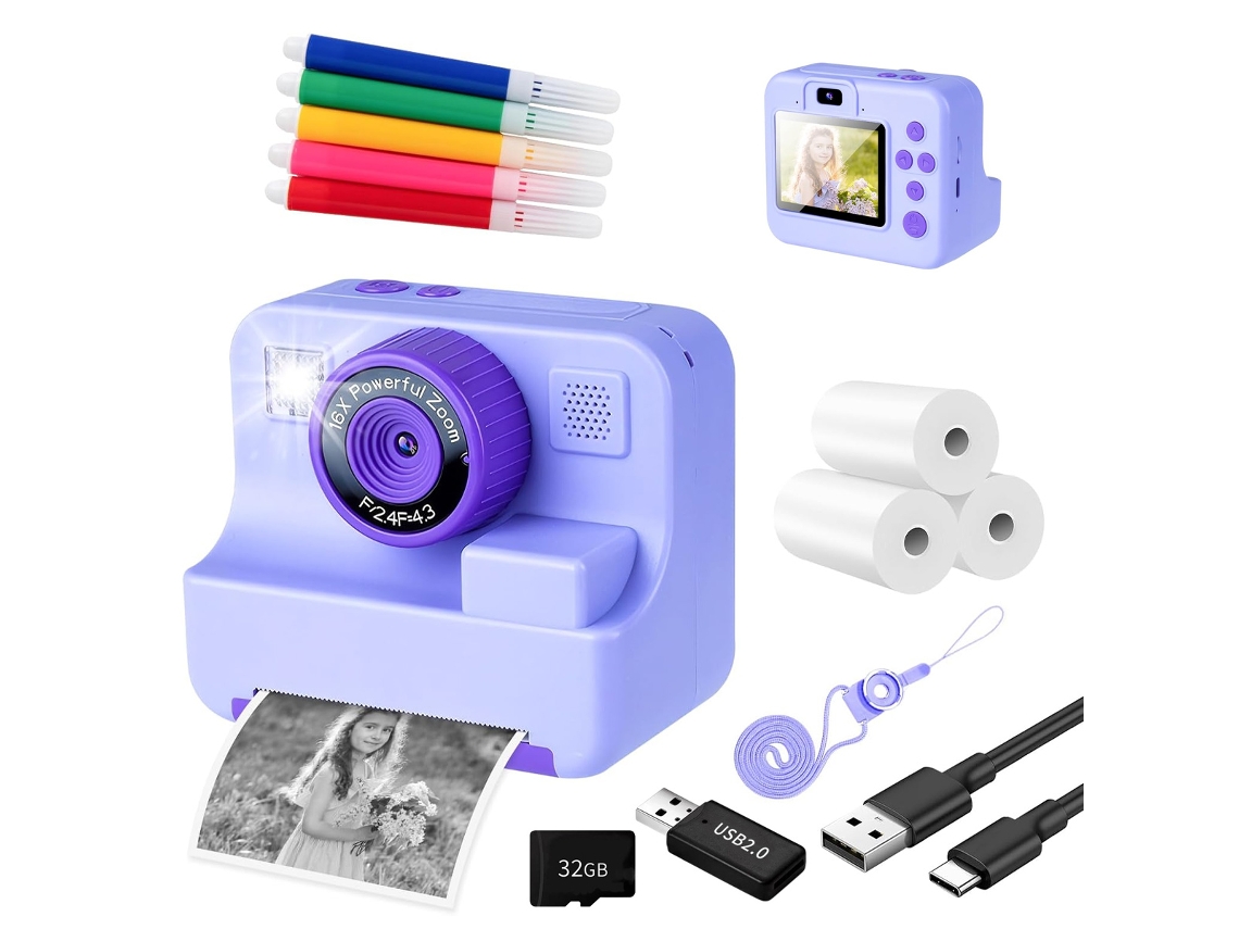 Cámara de impresión instantánea con 32 GB de regalo para niñas.