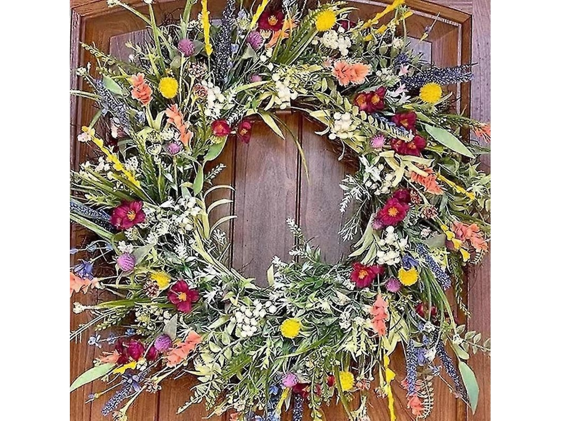 Guirnalda De Flores Silvestres Primavera Verano Para Puerta Exterior Interior 40cm Resistente Al Clima 40 Cm