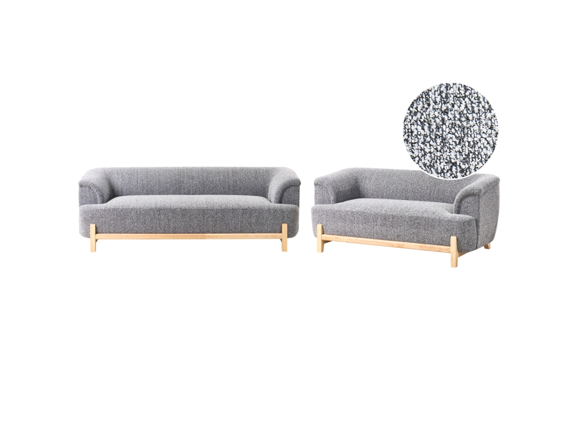 Conjunto de sofá Beliani Alnor con reposabrazos anchos en tela gris 205x85x67