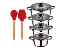 Batería De Cocina Ø16ø18ø20ø24 Cm De Acero Inoxidable Dina San Ignacio (8 Piezas) Con 2 Utensilios