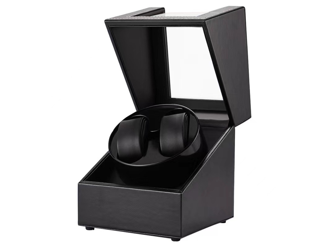 Caja Enrolladora De Relojes Automática Doble Bobinadora De Relojes Automática De Alta Calidad De Cuero Con Motor Silencioso (tabby Black) Cuich