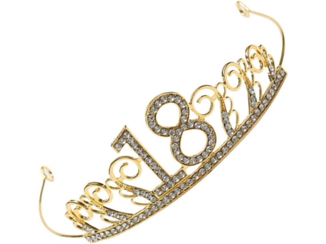 Corona número 18 para decoración de pasteles en aleación dorada con diamantes de imitación, elegante para cumpleaños y bodas. CHABERLU