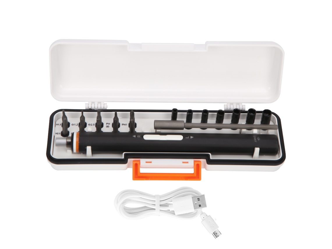 Juego De 19 Mini Destornilladores Eléctricos Recargables Con Puntas De Acero Aleado S2.