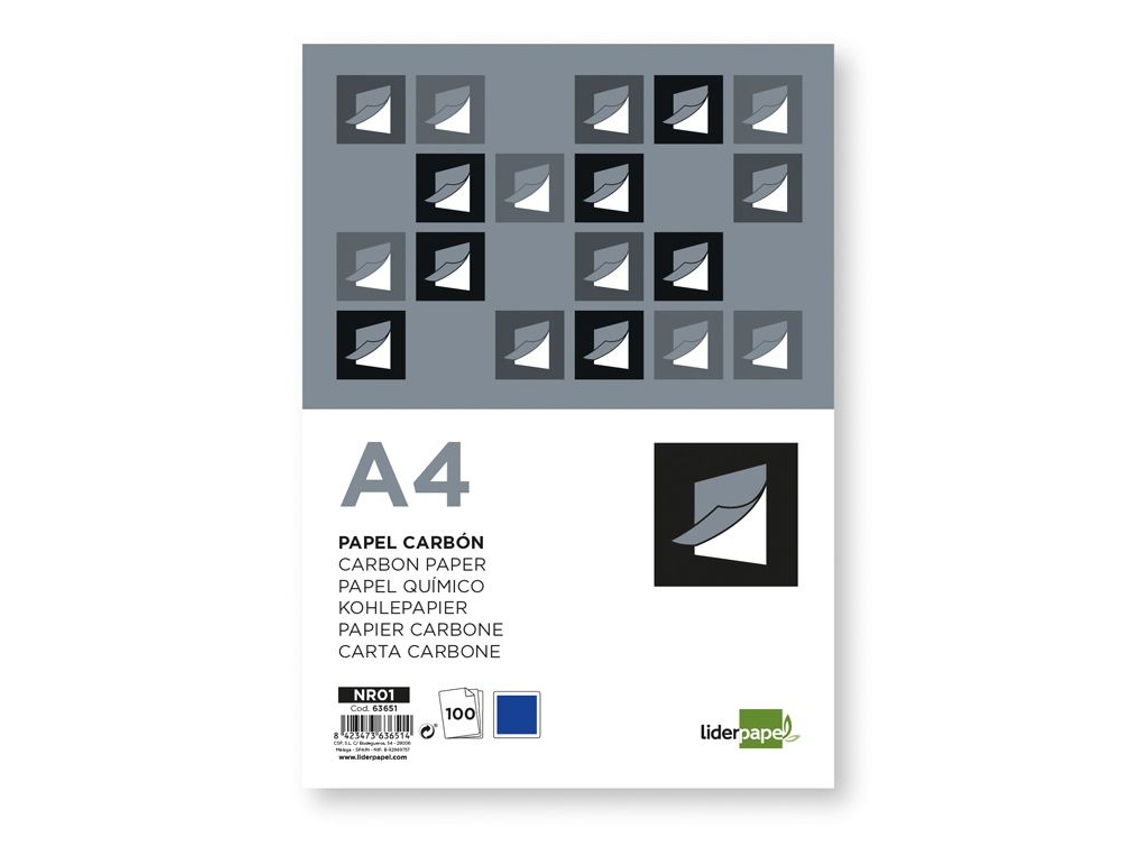 Liderpapel Papel Carbón con Color Intenso A4 - Azul, 100 Hojas