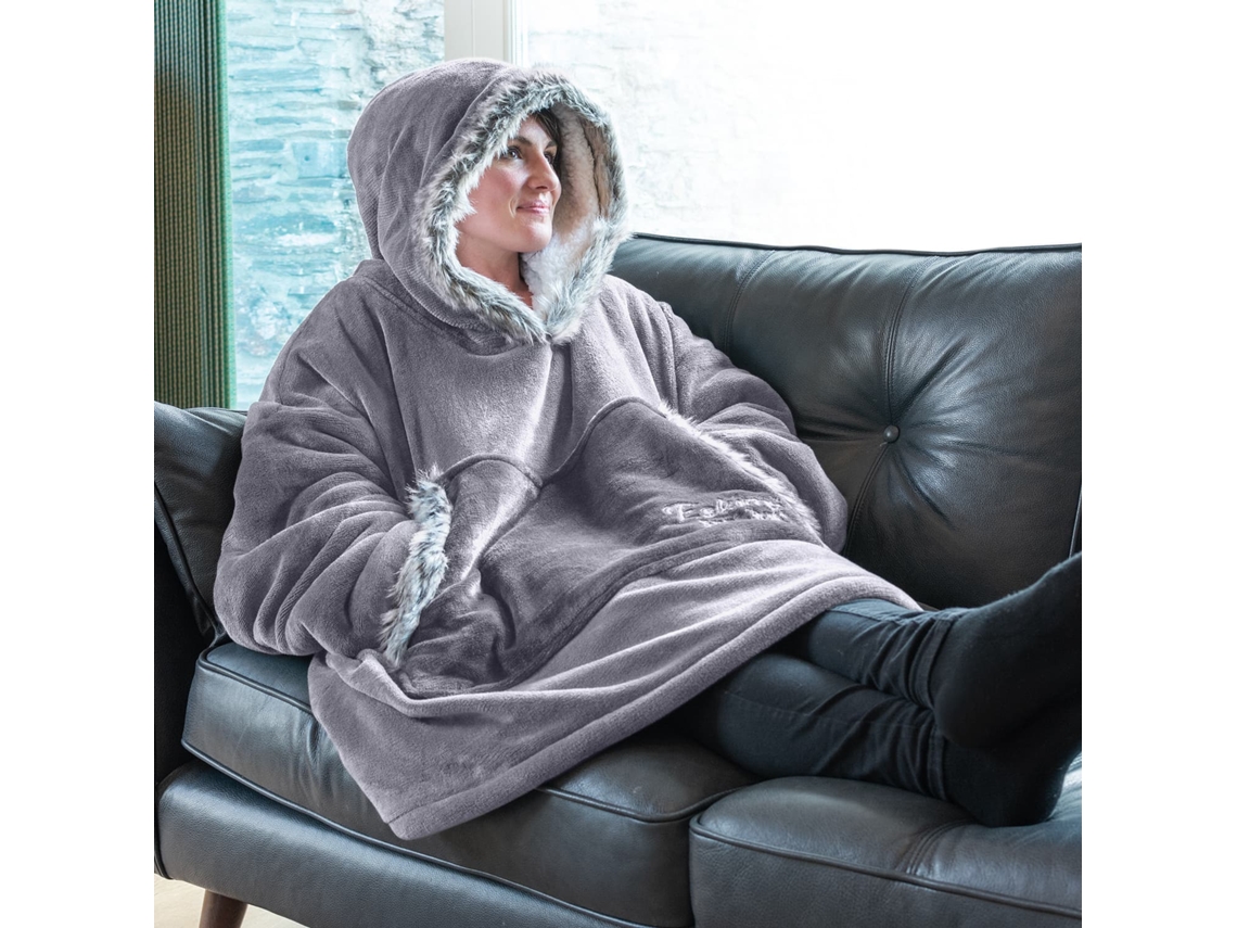 Snugrug Eskimo - Manta Portátil Gris Lila, Mantas Con Capucha De Gran Tamaño Para Adultos Con Capucha