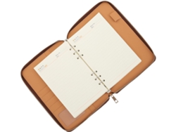 Cuaderno A5 Con Cubierta De Cuero Marrón, Encuadernación Con Cremallera.
