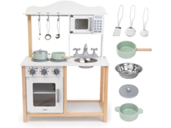 Cocina infantil de madera con microondas, horno, fregadero y accesorios, juguete Montessori para niños de 3 años Mamabrum