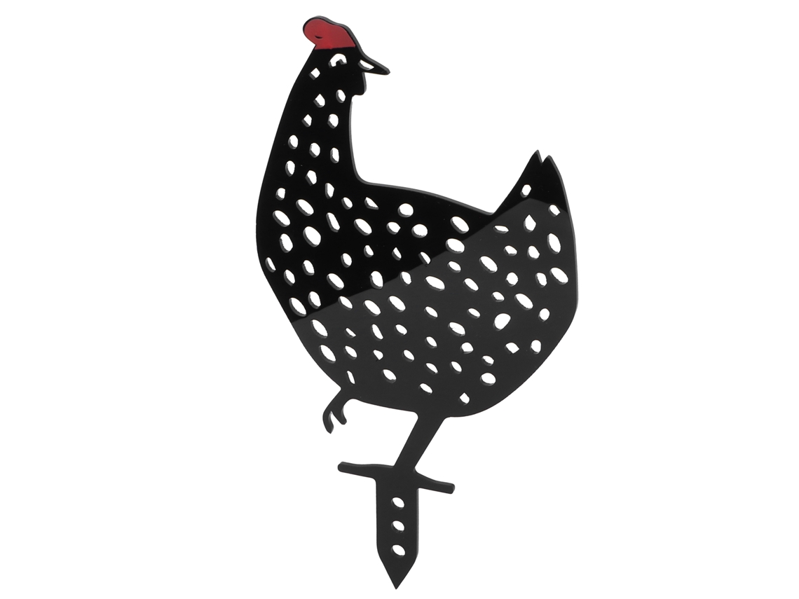 Pollo en un palo, decoración de jardín, negro, CHABERLU