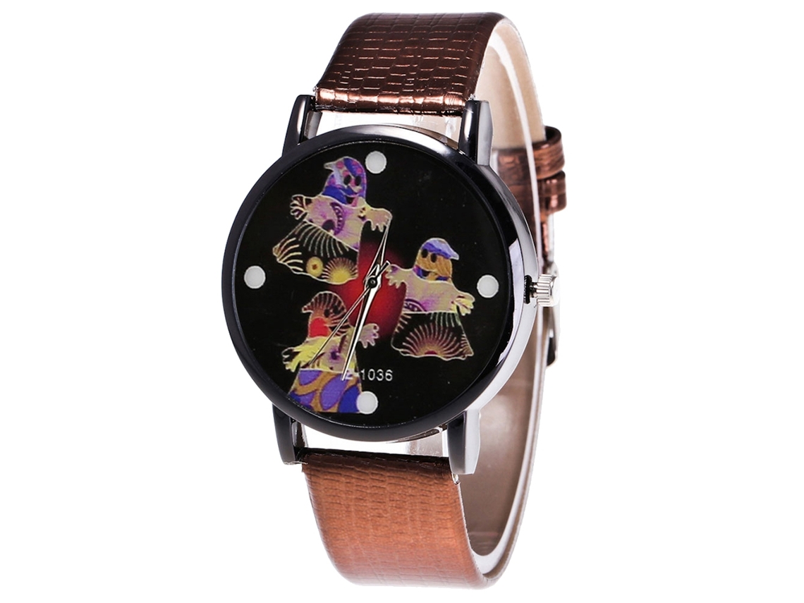 Reloj De Pulsera De Cuarzo Unisex Con Correa De Cuero Pu Zhoulianfa (café)