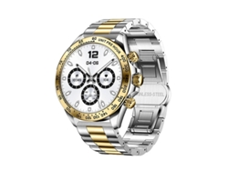 Reloj inteligente con llamadas Bluetooth, botón giratorio, monitorización de frecuencia cardíaca y presión arterial, plateado Bestvite