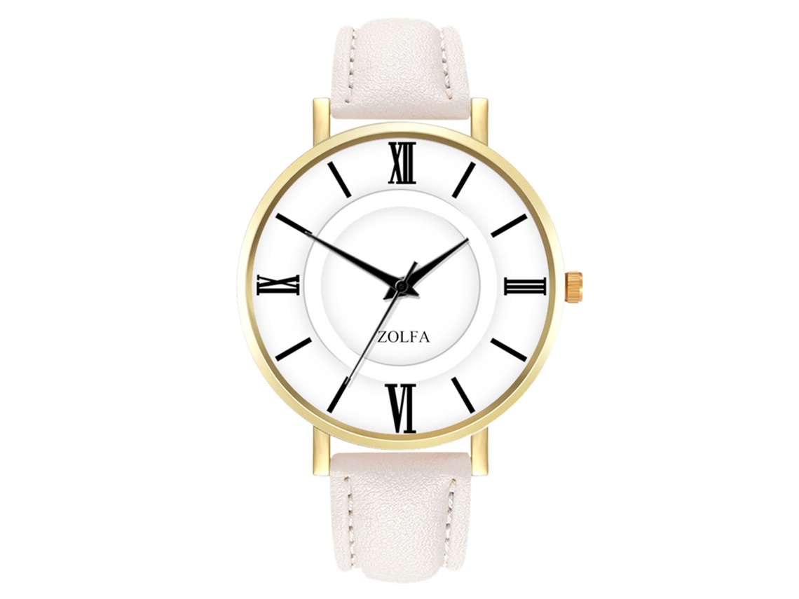 Reloj De Pareja De Cuero Pu Casual Analógico De Cuarzo Con Correa Blanca