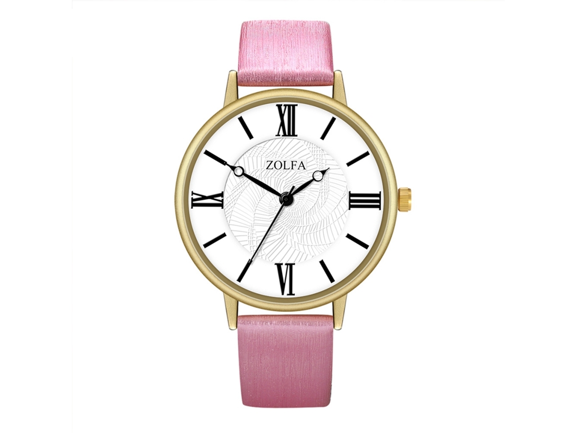 Reloj De Pulsera De Cuarzo Para Hombre Y Mujer Con Elegante Esfera Redonda (rosa Y Rojo).