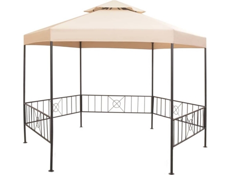 vidaXL Pérgola/Cenador de jardín hexagonal beige 323x265 cm