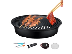 Parrilla redonda antiadherente para estufa, barbacoa con guía de aceite para uso en interiores y exteriores, camping.