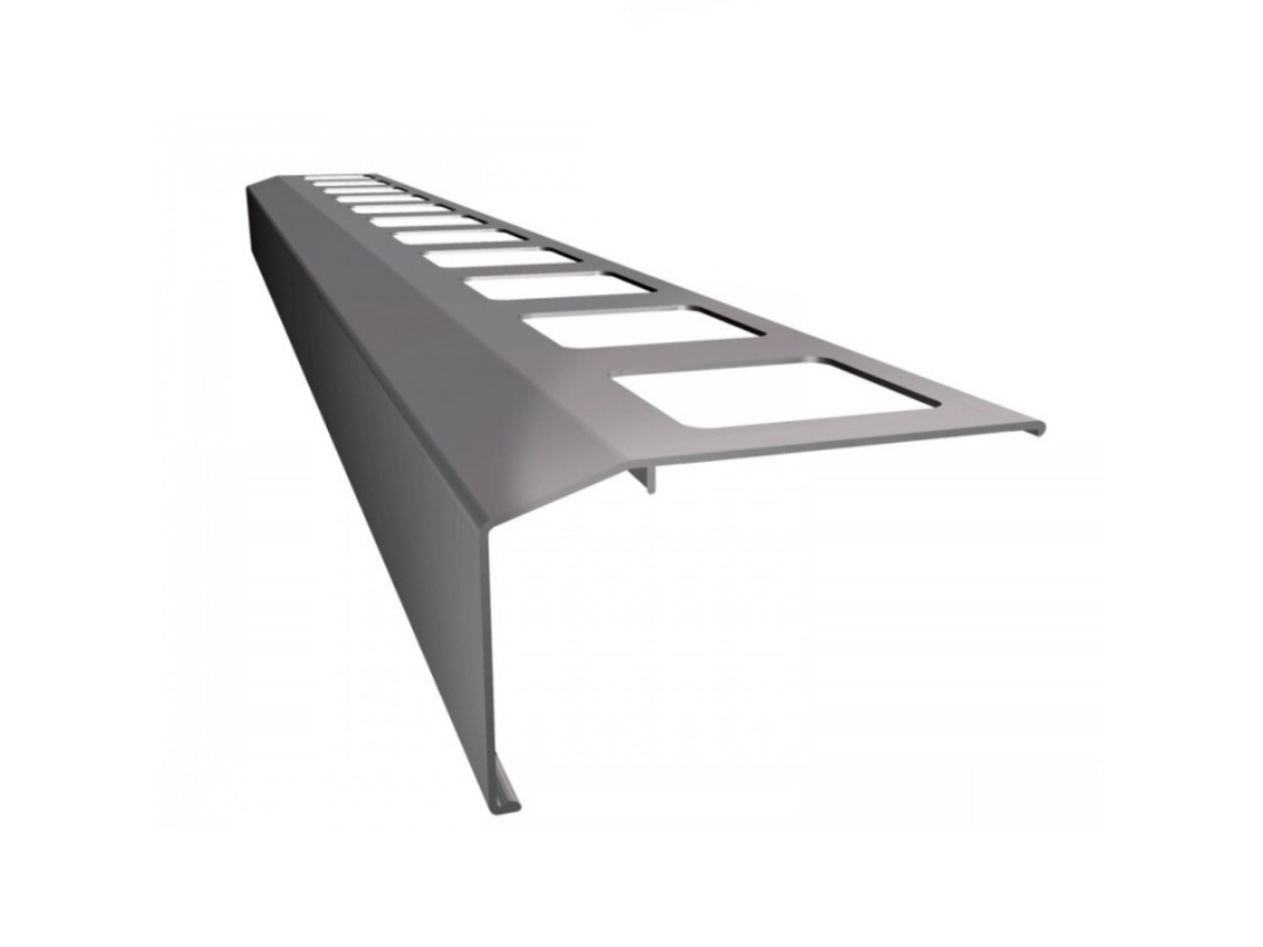 Perfil RENOPLAST de Alero de Aluminio K301 200cm Gris Acabado de Terrazas Suelos de Baldosas sobre Mortero Adhesivo