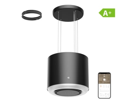 CIARRA Campana isla A 550 m³/h WIFI APP & TOUCHU Booster 4 velocidades Circulación Negro- CD4838B