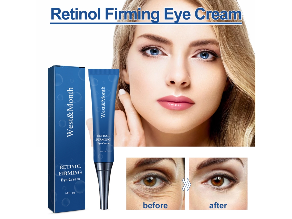 Crema para el contorno de ojos con retinol: reafirmante, repara ojeras y bolsas, hidratante, antiedad, 15 g.