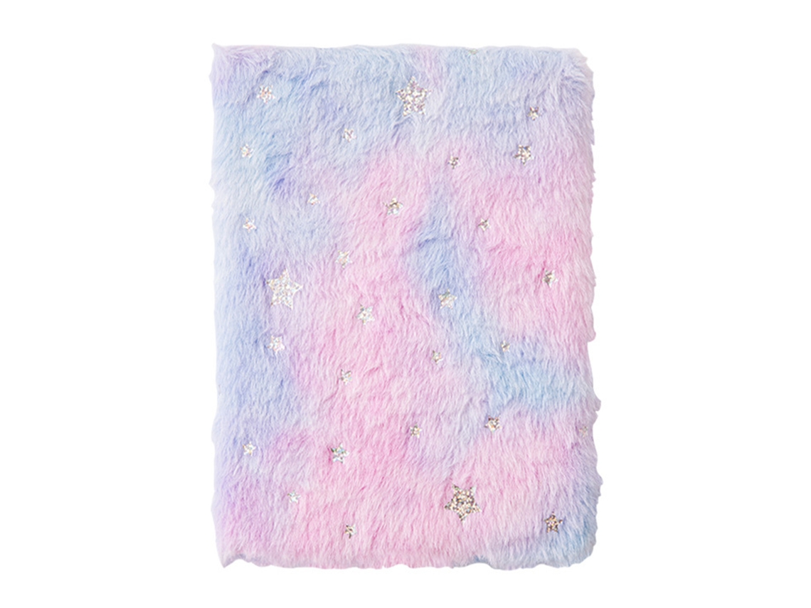 Diario de peluche con degradado de color, 80 páginas, cuaderno multiusos para estudiantes, Estrella
