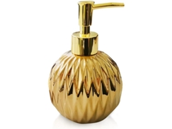 2026-dispensador De Jabón De Cerámica Dorado Con Diseño De Rombo Grabado, Redondo Para Baño, 350ml