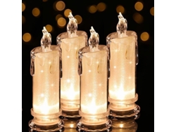 4 velas LED sin llama (6,5 x 6,5 x 18,5 cm) con pilas incluidas, decoración para habitaciones y cumpleaños, LED + material PP