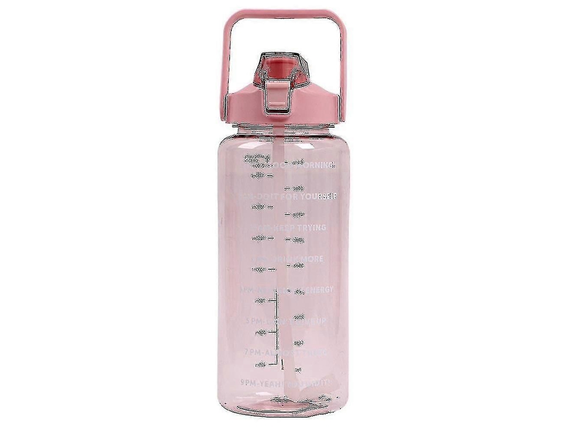Botella De Agua Deportiva Motivacional 2l Con Pajita, Plástico, Rosa Rosewell