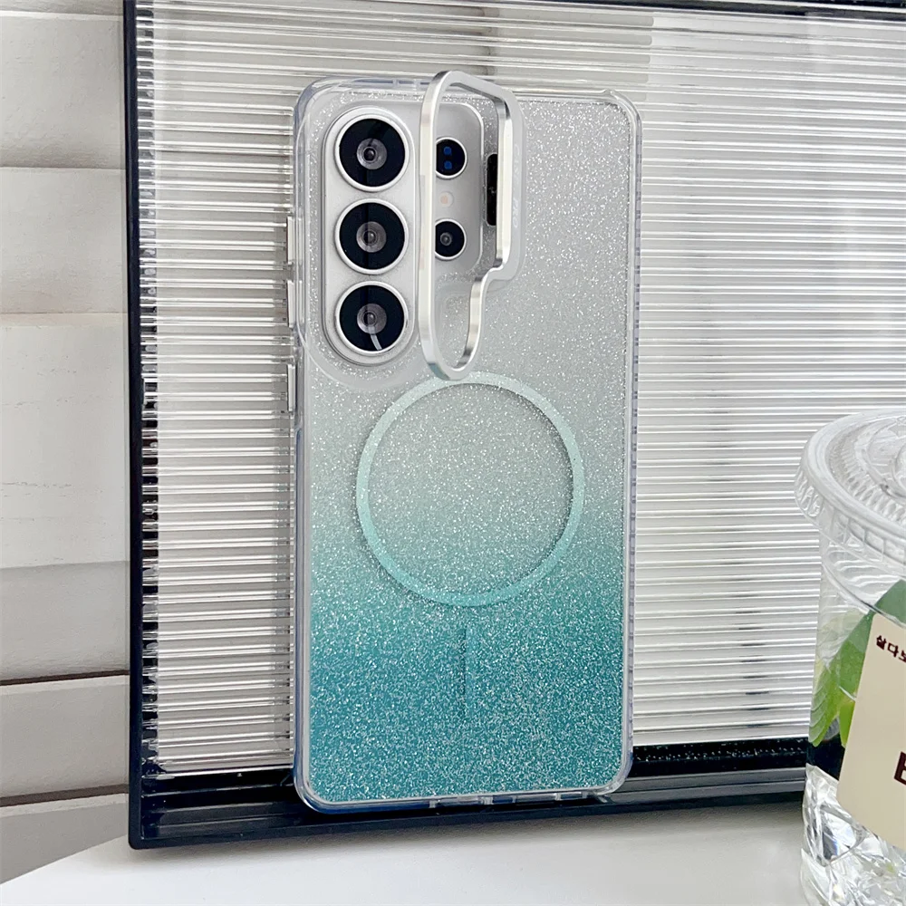 (galaxy S24 Fe, Verde) Funda Magnética Transparente Con Efecto Degradado Magsafe Para Samsung