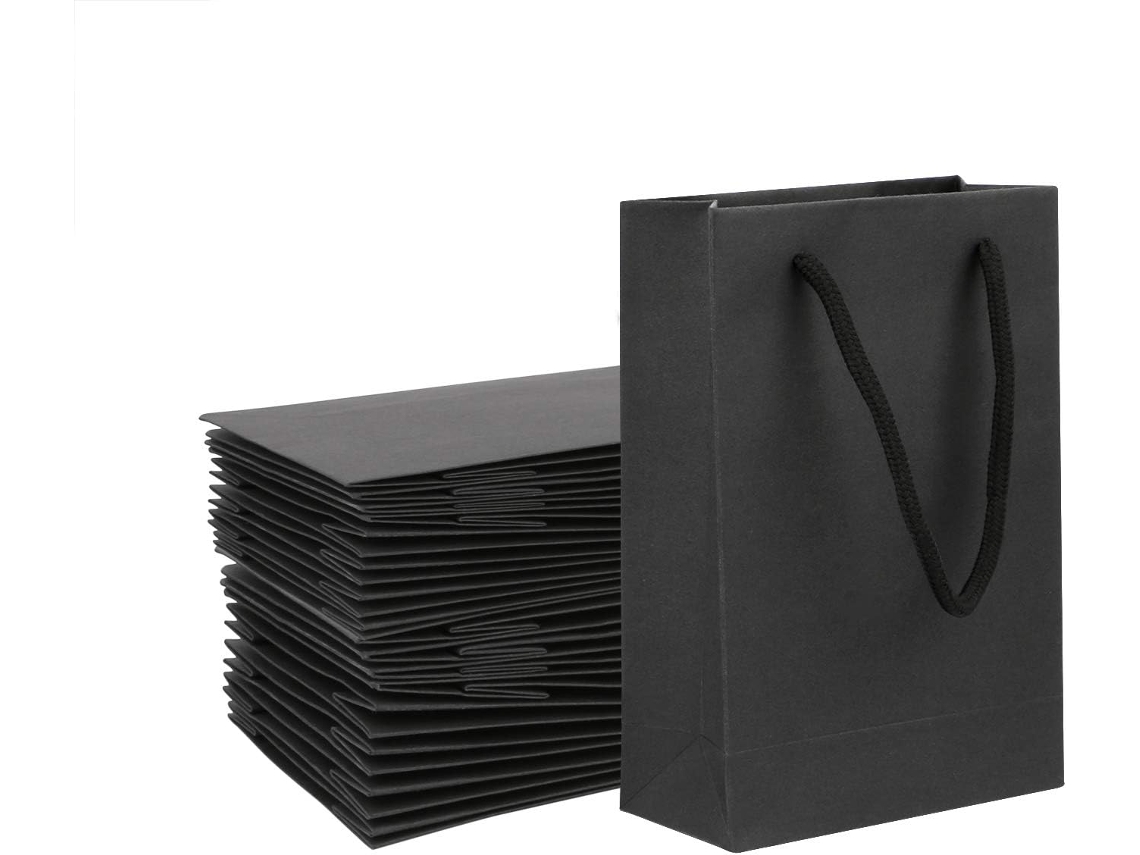 VVJIJILLY Bolsas De Papel Kraft, 25 Unidades De Bolsas De Presente Pequenas Com Alças Pretas