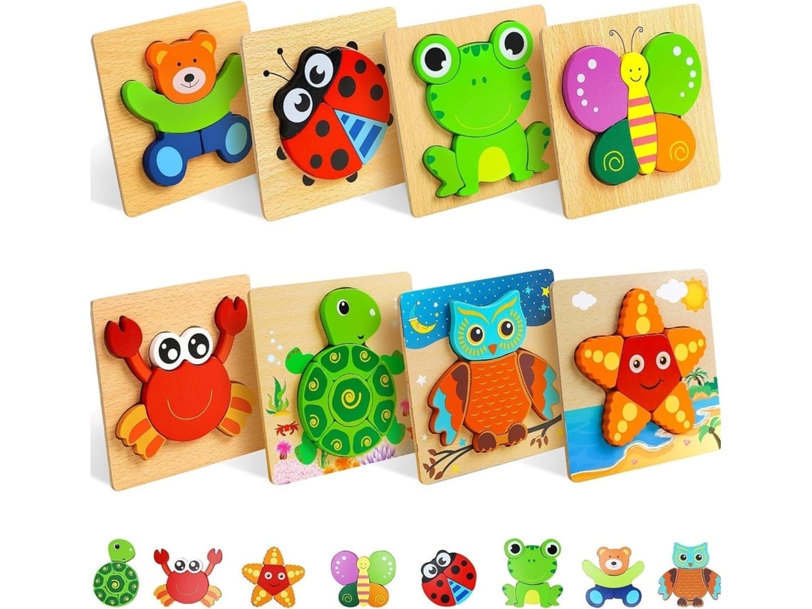 Juego De Rompecabezas De Madera Para Niños, Paquete De 8 Rompecabezas Educativos Para Niños De 1 A 3 Años. Czhhmart