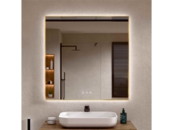 Espejo de Baño con Luz LED Perimetral, Luz Regulable en 3 Colores e Intensidades, Antivaho, Aluminio Dorado 70 x 80 cm Bellobath