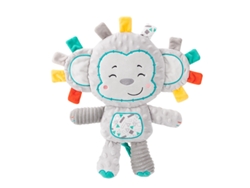 Peluche suave con sonajero incorporado, mono sensorial, gris