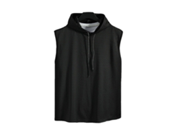 Chaleco Sin Mangas Con Capucha Para Hombre, Cuello Elástico, Tejido De Poliéster, Negro, Talla L, Para Gimnasio Y Entrenamiento