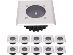 Rebe-lámpara Solar De Suelo Led 10 Unidades, Exterior Impermeable Ip65, Luz Fría, Para Jardín, Patio Y Entrada