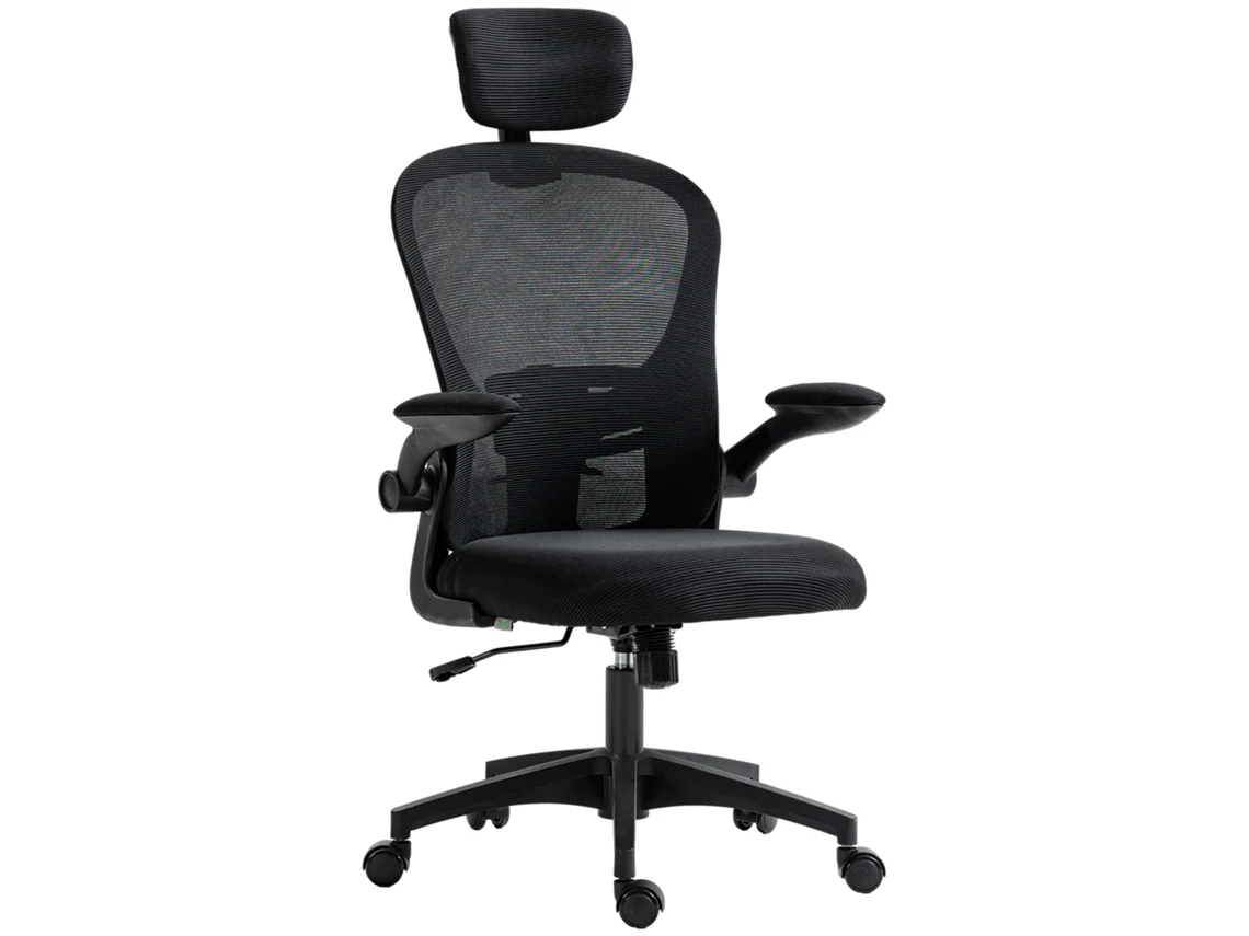 Silla De Oficina De Malla Negra Con Soporte Lumbar 4d