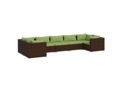 Conjunto 7 muebles de jardín VIDAXL y cojines ratán sintético marrón
