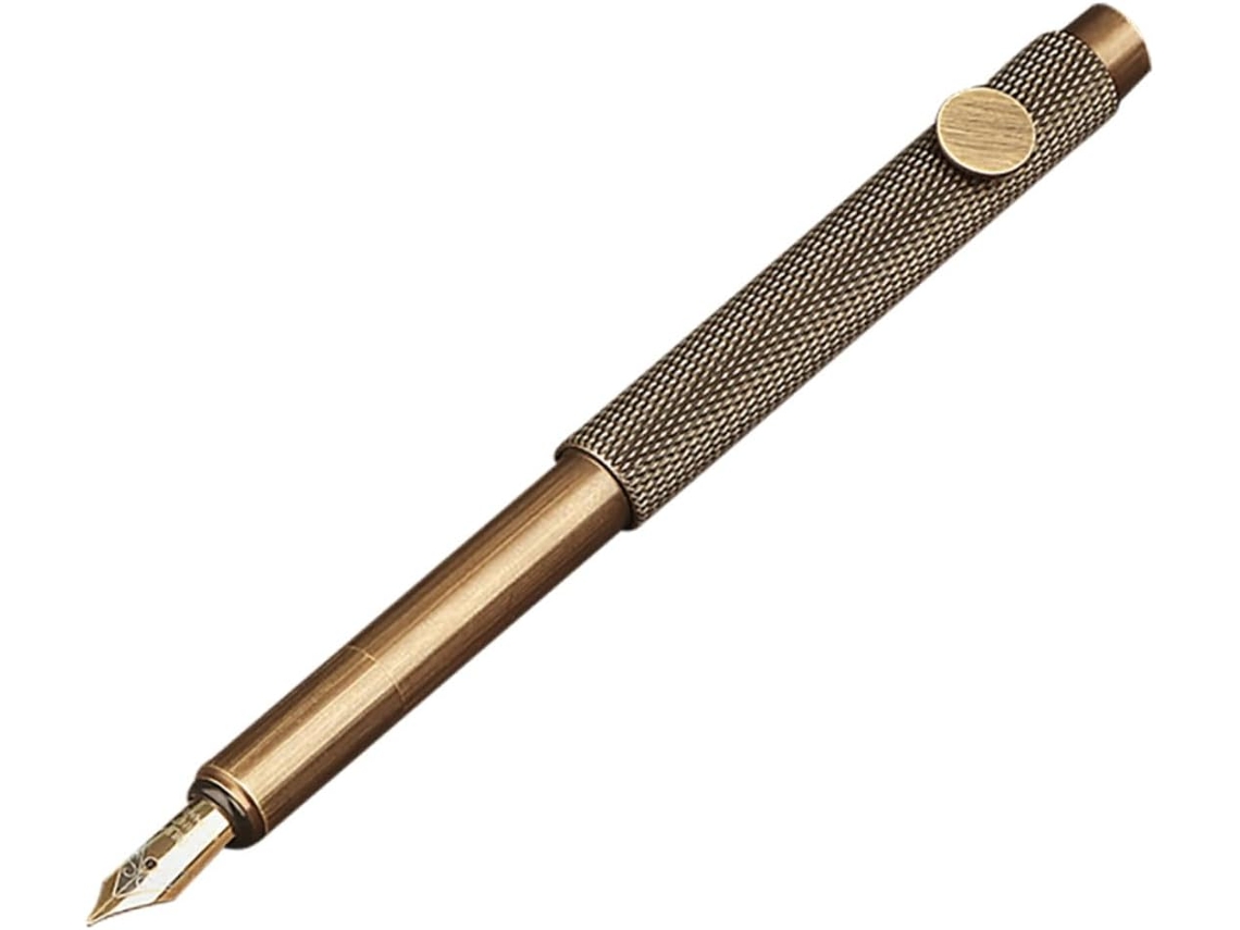 Pluma Estilográfica Recargable De Latón Para Caligrafía Y Firmas Con Plumín Fino Para Estudiantes Y Artistas.