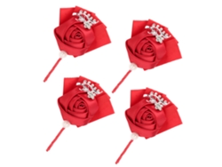 4 Piezas De Ramo De Cinta Artificial Para Broche De Ramillete De Boda, Accesorio Para Novias Y Damas De Honor
