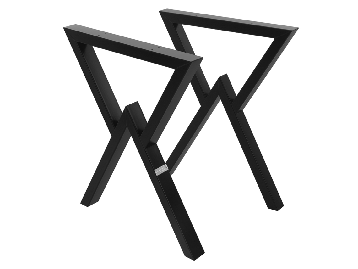 Set de 2 Patas de mesa industrial ML-Design 60 x AL 72cm negro en acero diseño en forma de X