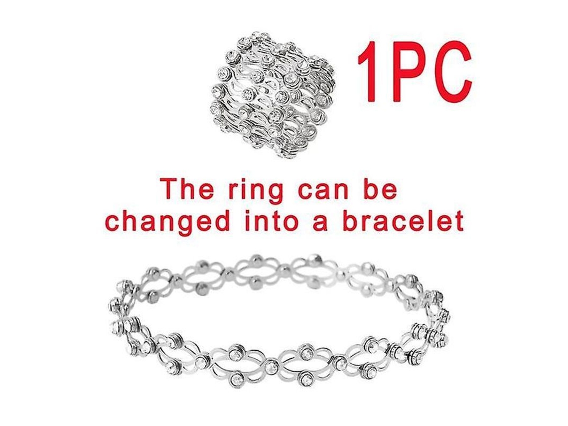 2026-pulsera Anillo Retráctil Mágico 2 En 1 De Cobre Y Plata S925 Con Zirconias Creativo Estirable Para Mujer Regalo De Joyería